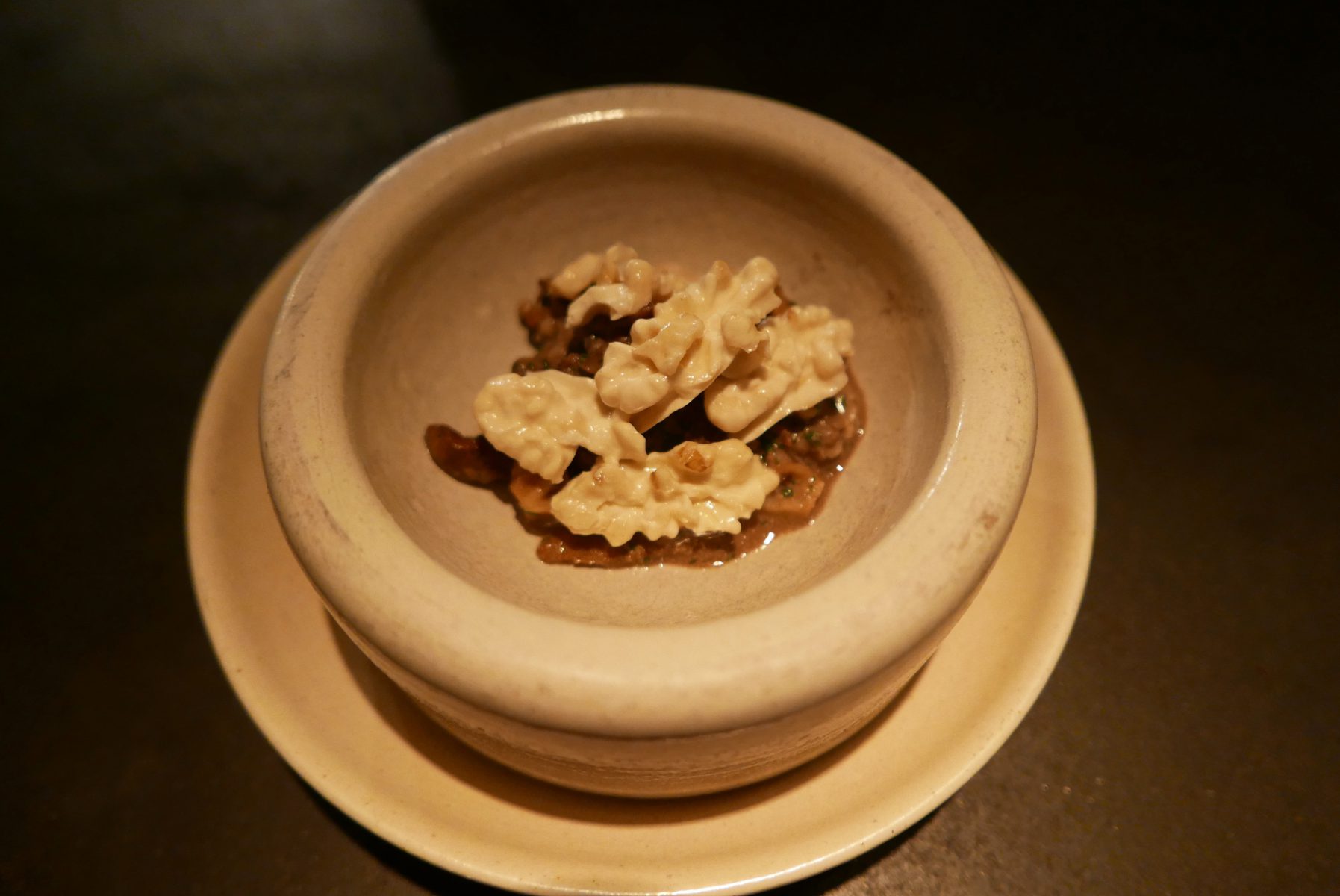 Wild mushroom from Ardennes, walnut, millet